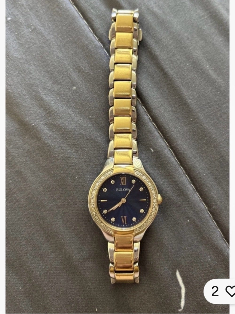 Bulova Two-Tone Gold and Silver Bracelet Watch with Navy Dial